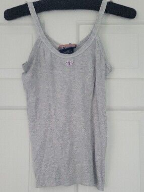 Y2K Vintage Bulldog Gray Ribbed Butterfly Tank Top - Women